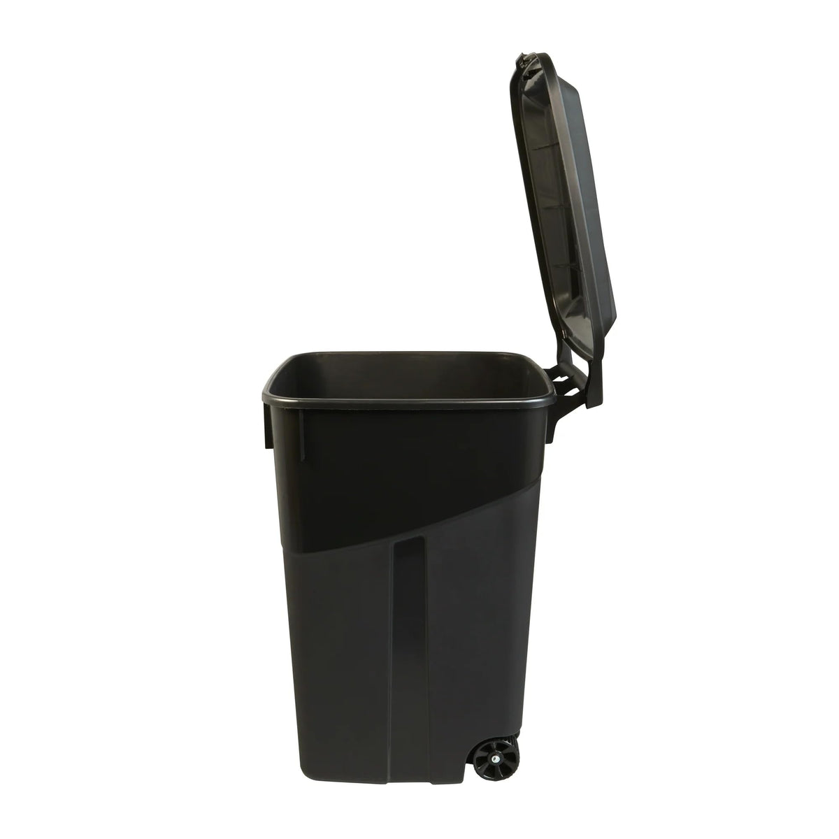 Black 45 Gallon Wheeled Plastic Garbage Can with Lid V6385