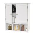 White Bathroom Wall Cabinet with 2 Door Adjustable Shelves H6885