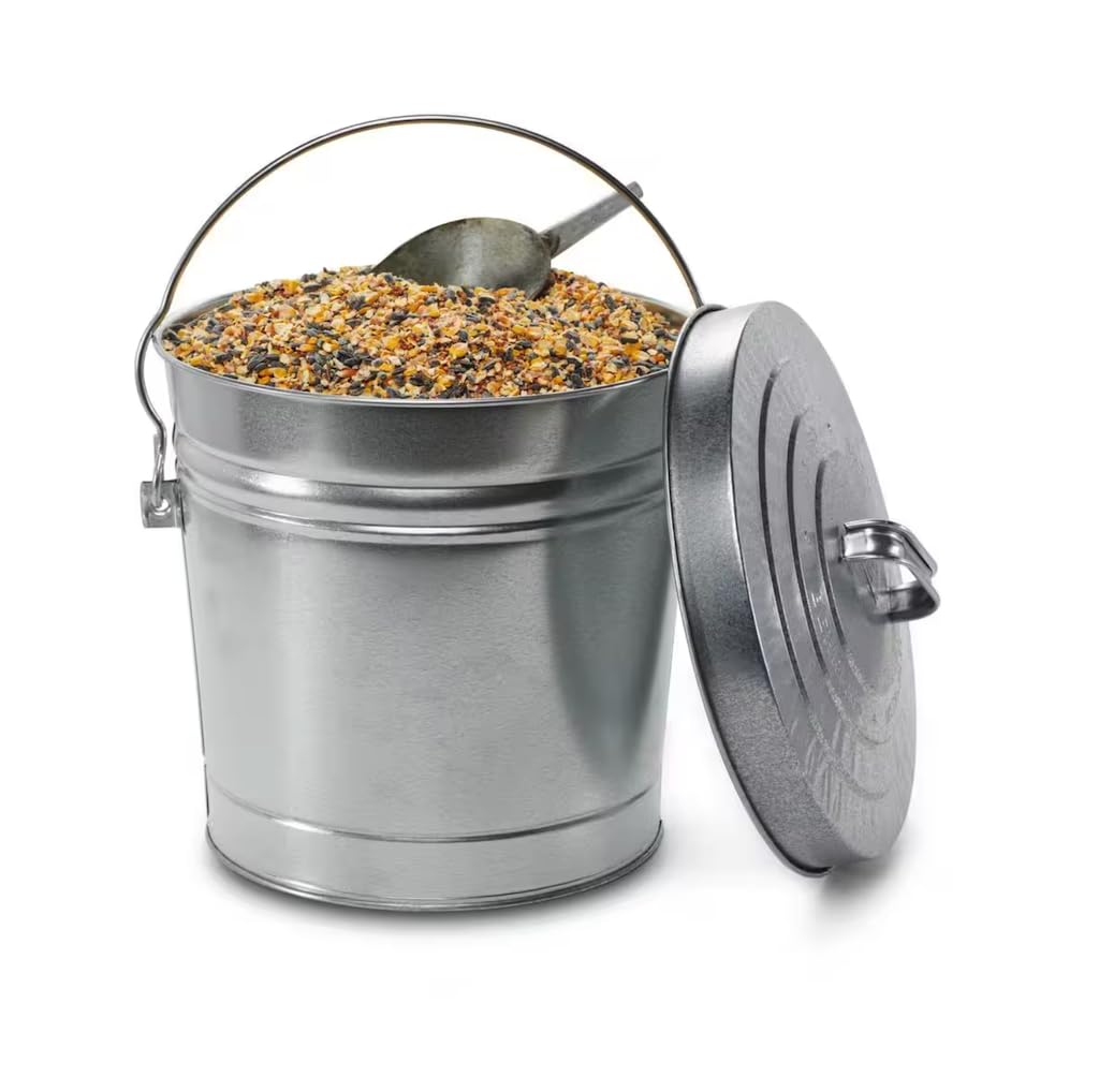 6 Gallon Galvanized Steel Round Trash Can with Locking Lid J44718