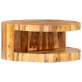 25.6"x11.8" Solid Sheesham Wood Round Coffee Table with Storage H553229