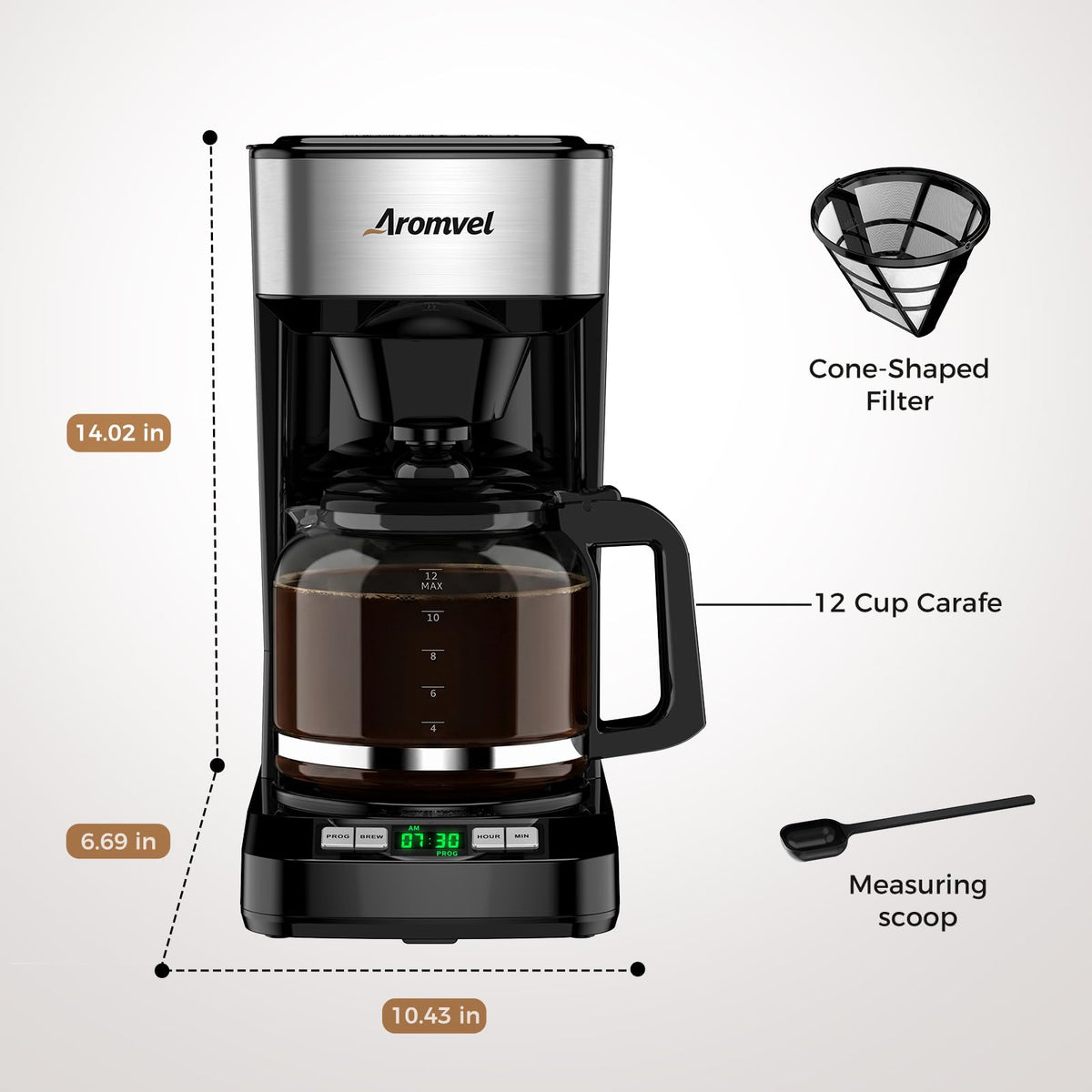 12 Cup Coffee Maker with LED Display Q9834