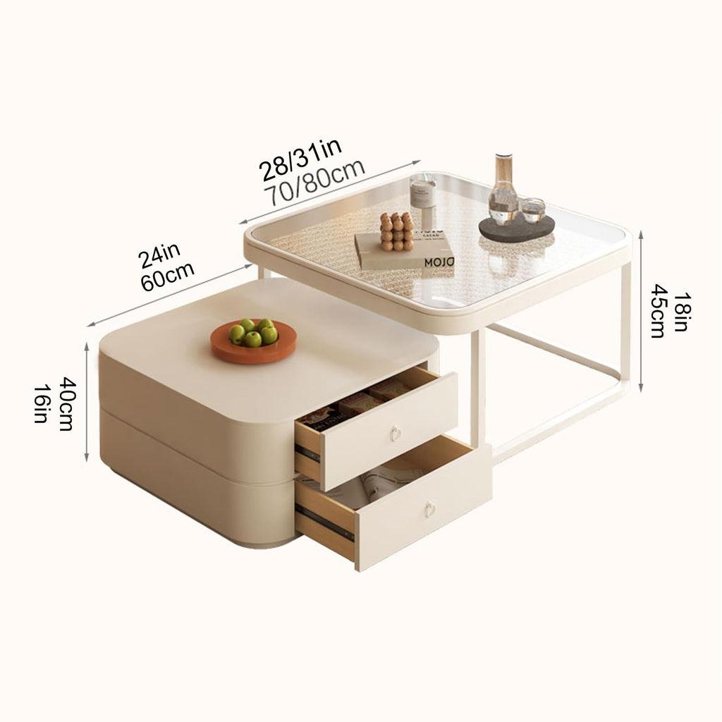 Brown Square Glass Nesting Coffee Table Set of 2 G2968