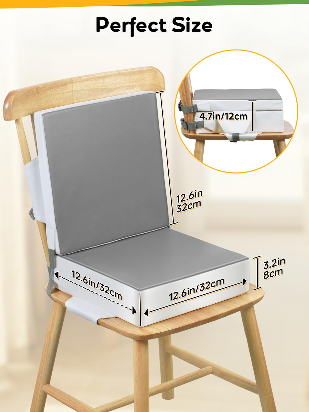 Grey Toddler Booster Seat for Kitchen Chair H52578