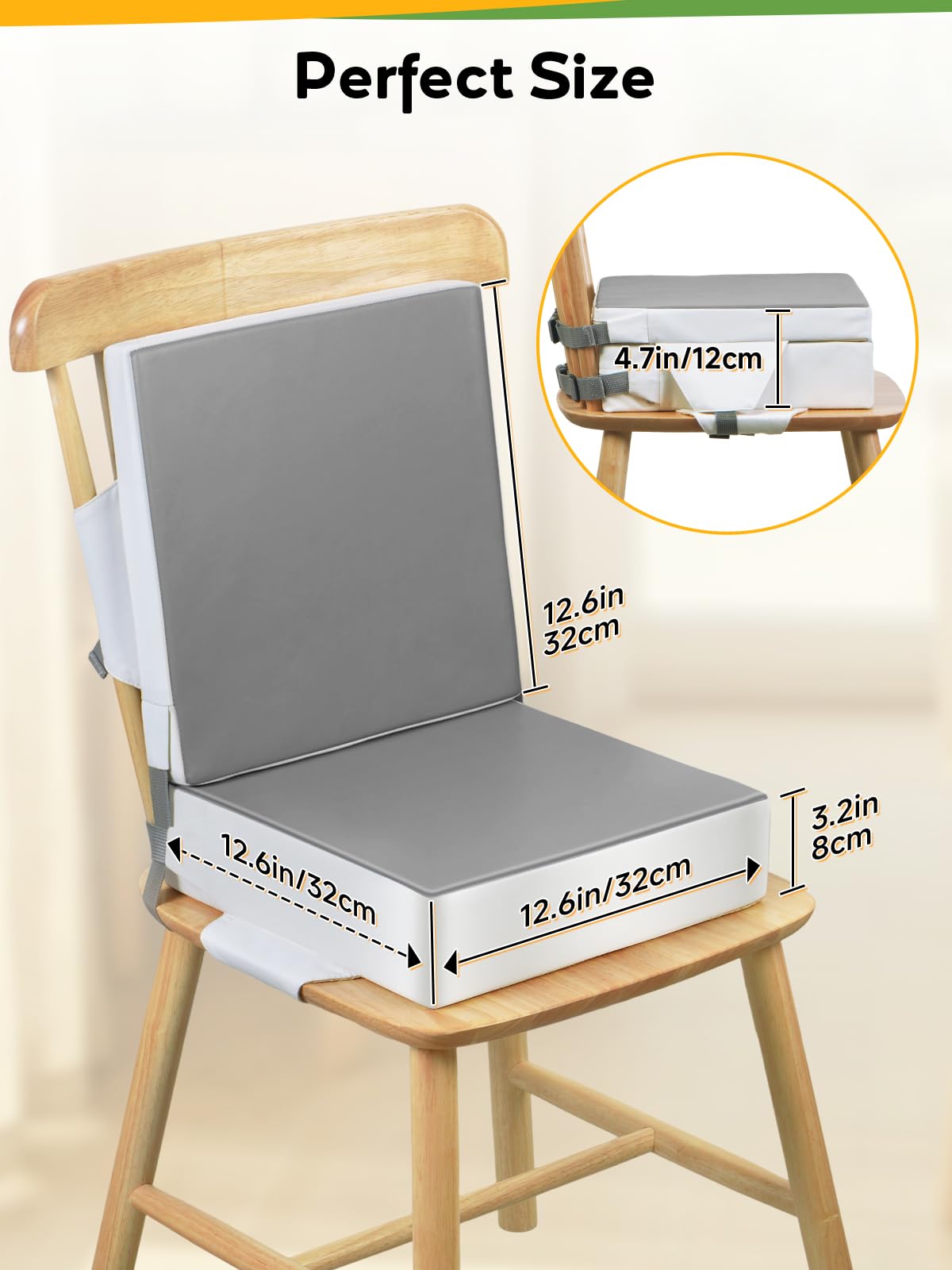 Grey Toddler Booster Seat for Kitchen Chair H52578