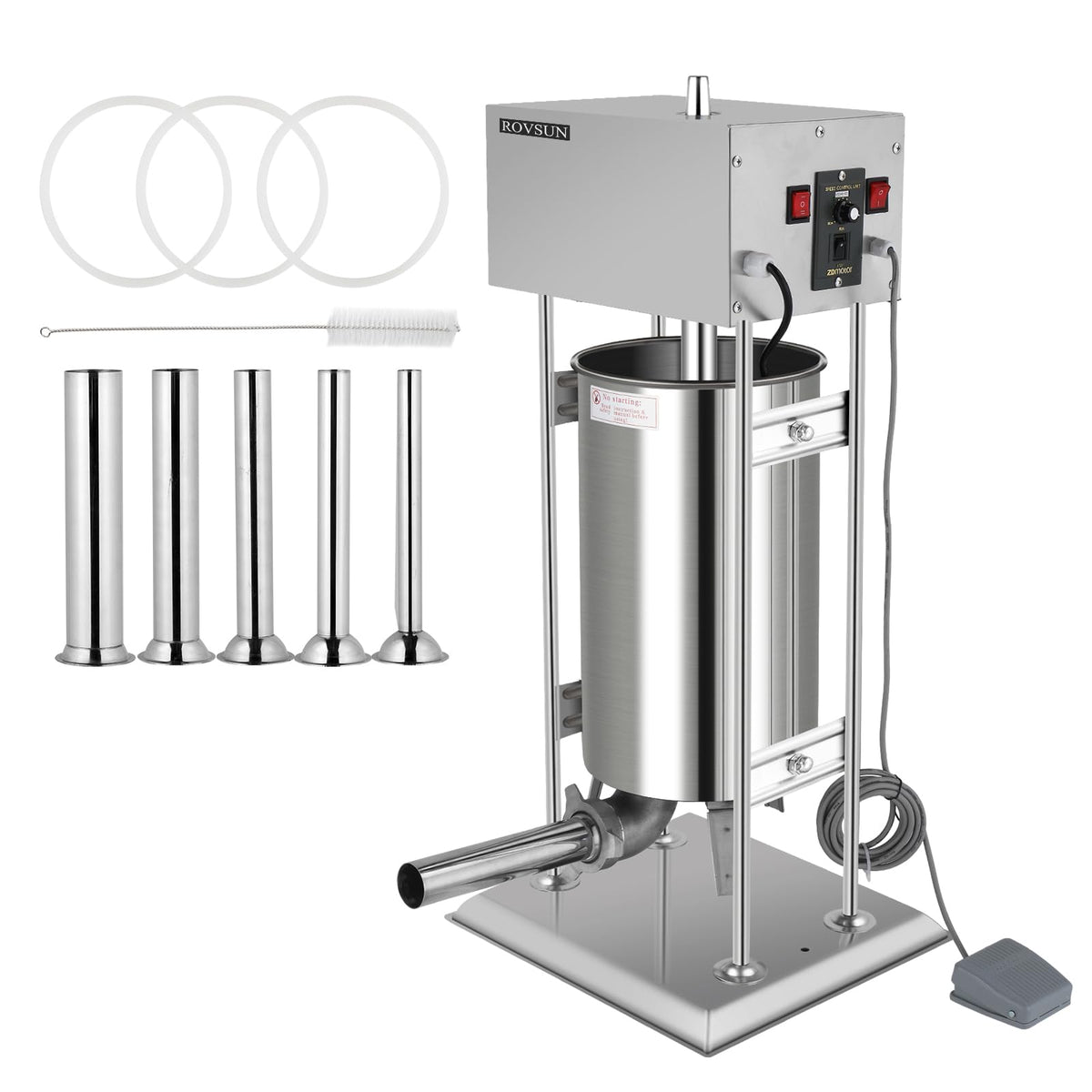 10L Electric Stainless Steel Sausage Stuffer with 5 Stuffing Tubes S2087