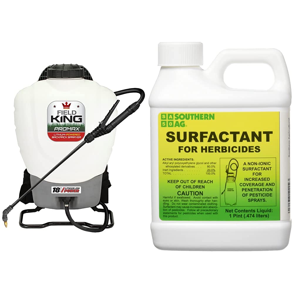 Battery Powered Backpack Sprayer, 4 gal, White & Surfactant for Herbicides Non-Ionic, 16oz T8789