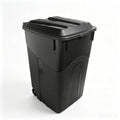 Black 45 Gallon Wheeled Plastic Garbage Can with Lid V6385