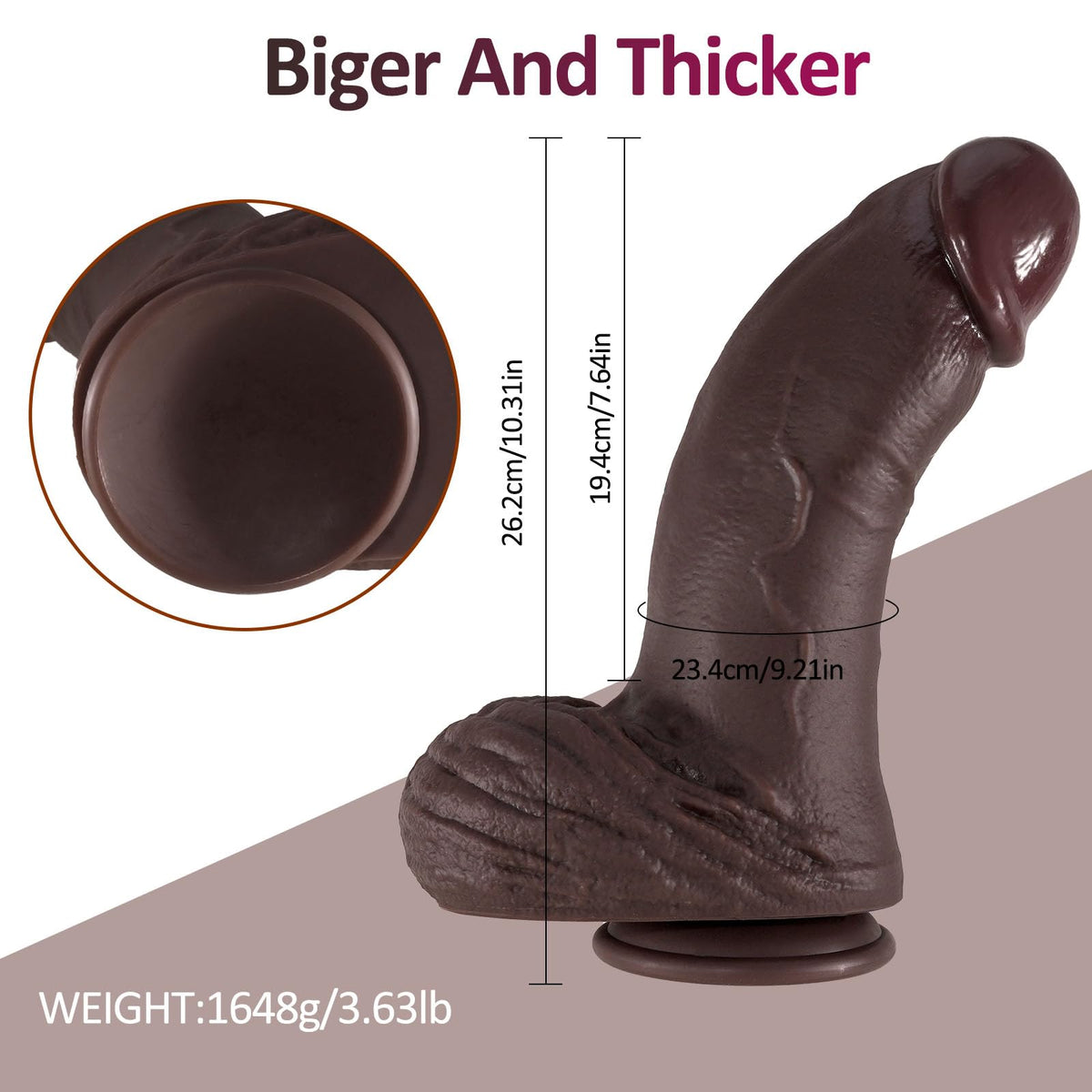 9.21 inch Black Silicone Dildo with Suction Cup R16941