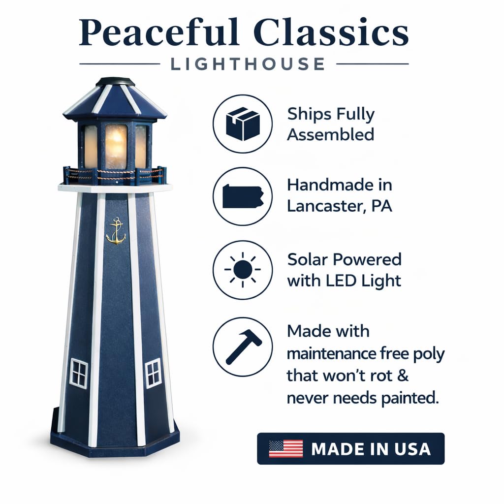 Navy 4ft Solar Lighthouse I7217