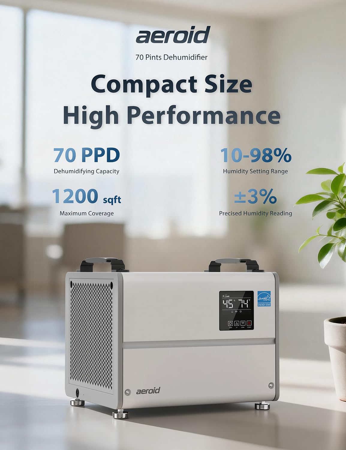 70 Pints Commercial Dehumidifier with Pump and Drain F26726