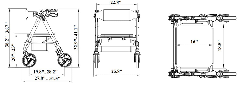 Heavy Duty 4 Wheel Rollator Walker with Seat E471120
