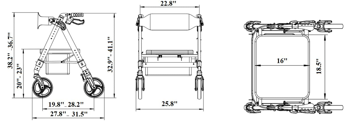 Heavy Duty 4 Wheel Rollator Walker with Seat E471120