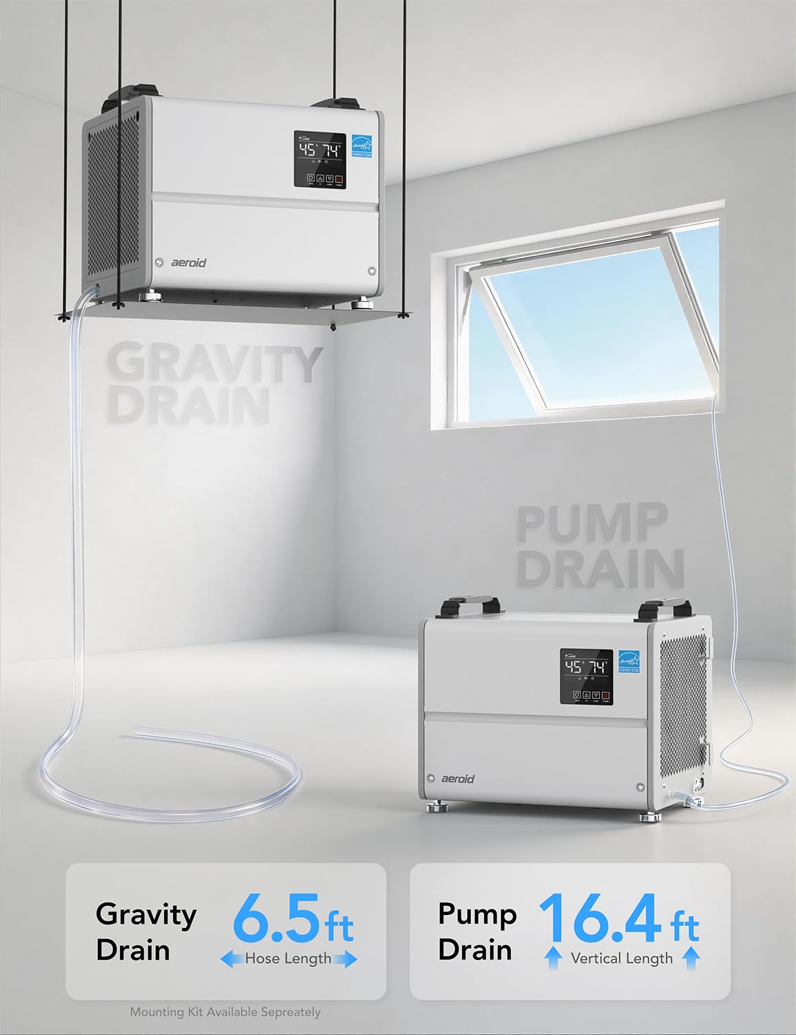 70 Pints Commercial Dehumidifier with Pump and Drain F26726