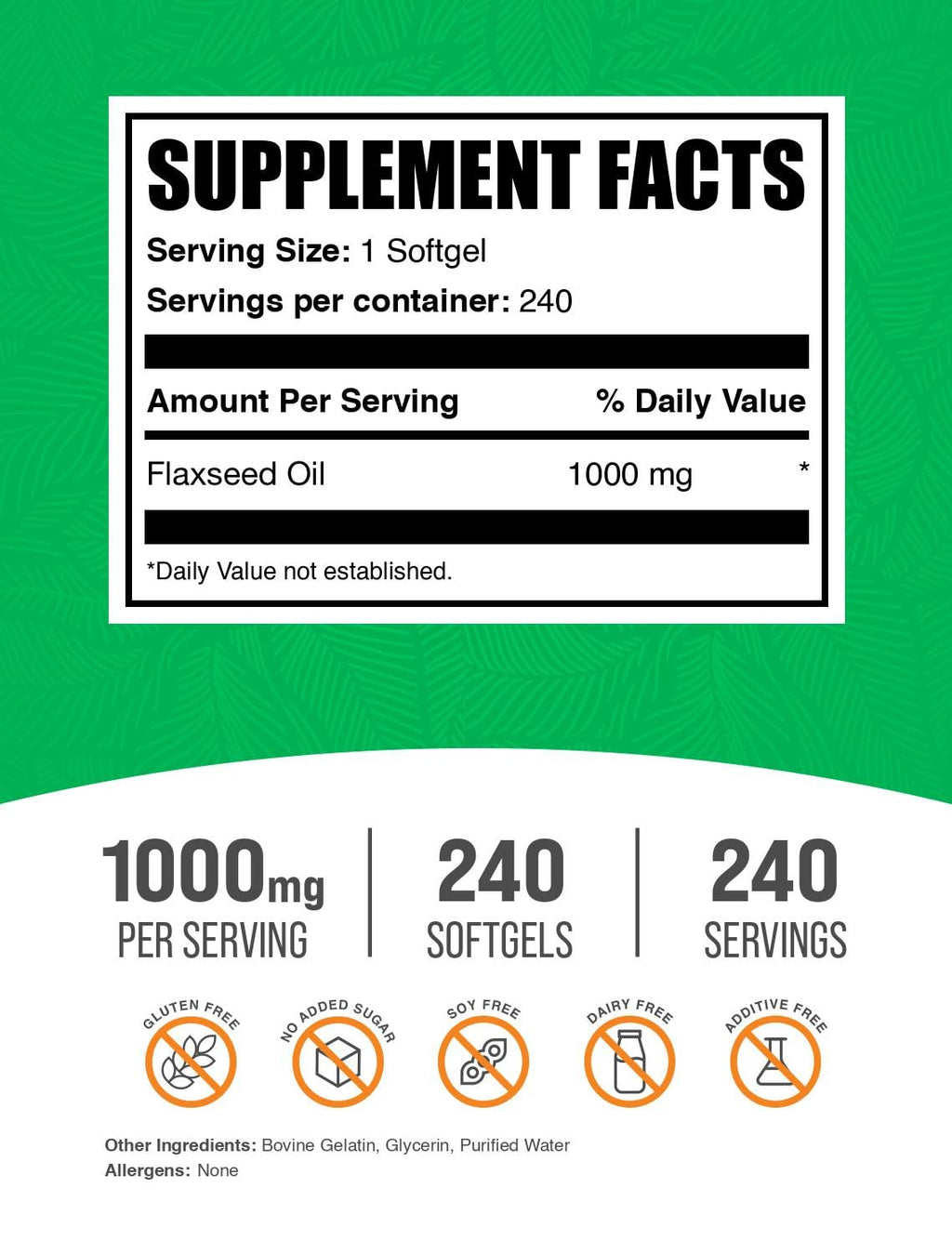 Flaxseed Oil 1000mg Softgels 240 Count E66130