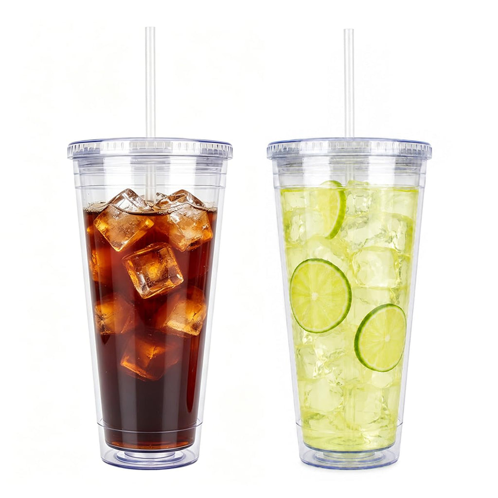 32oz Clear Tumblers with Lids and Straws C34819