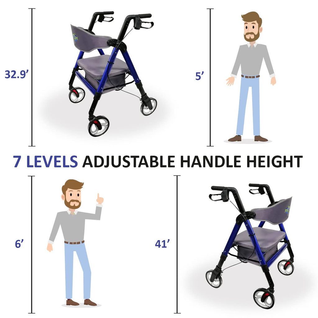 Heavy Duty 4 Wheel Rollator Walker with Seat E471120