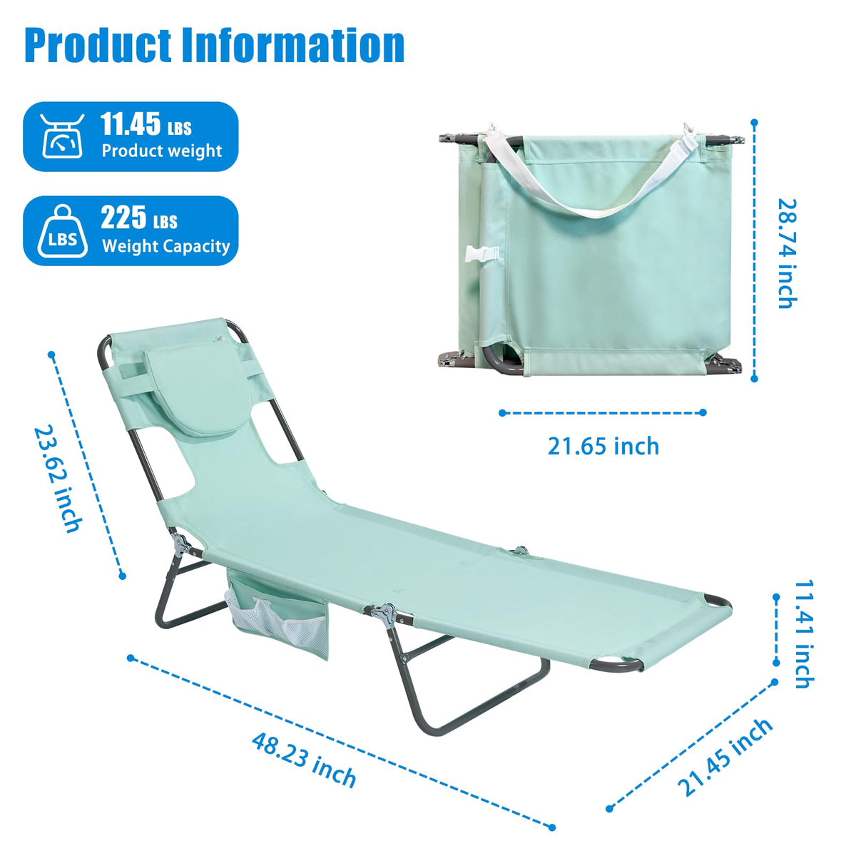 Portable Folding Beach Chair with Face Hole S812126