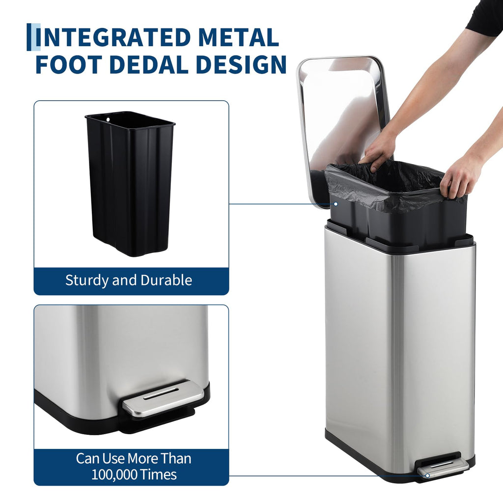 13 Gal Stainless Steel Step-On Kitchen Trash Can S799312