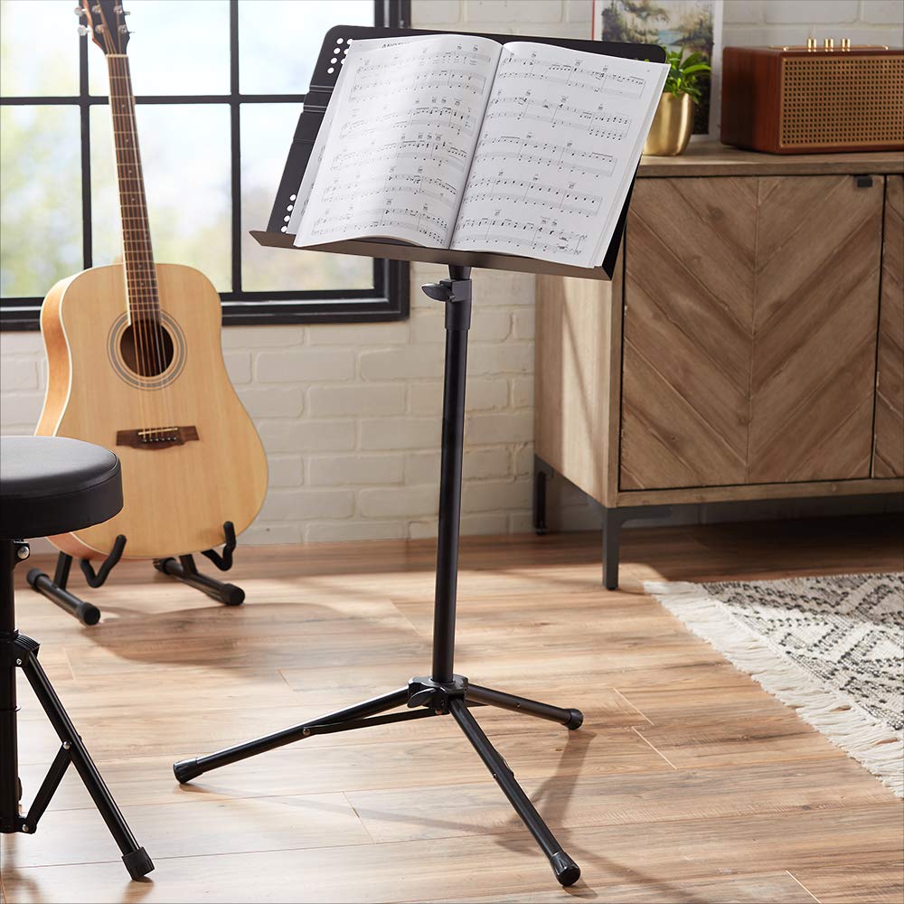 Adjustable Folding Sheet Music Stand, 31" to 55" Height, Black X2847