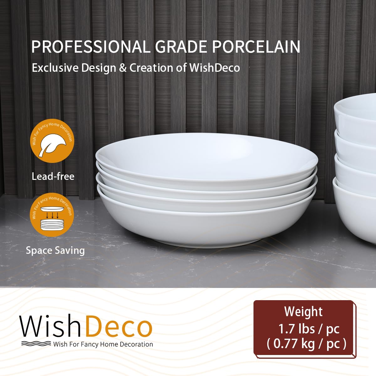Pasta Bowls Set of 4 Porcelain 9 Inch L19799