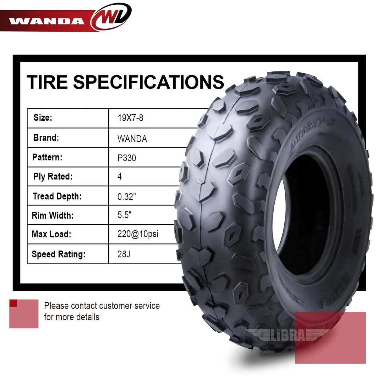 19X7-8 4PR ATV Tires N82824