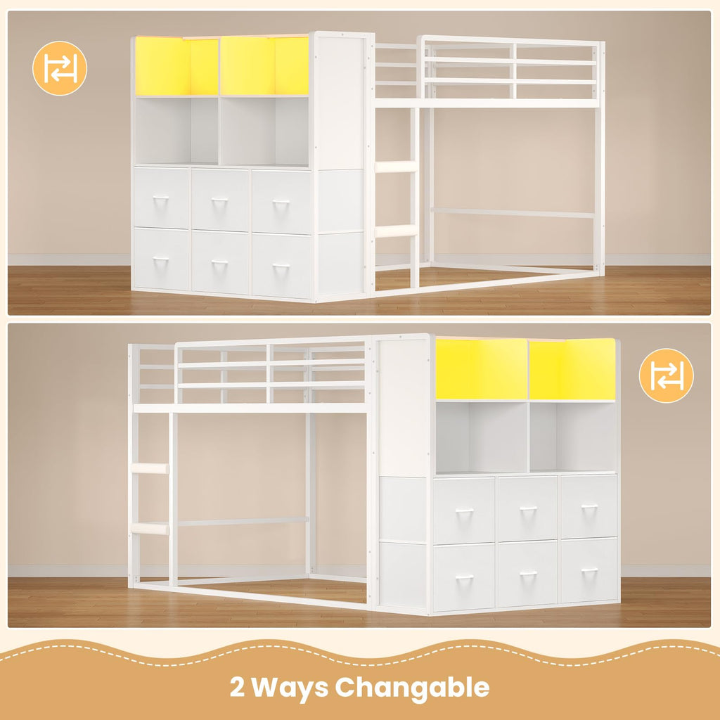 Twin Over Twin Bunk Bed with 6 Storage Drawers S589