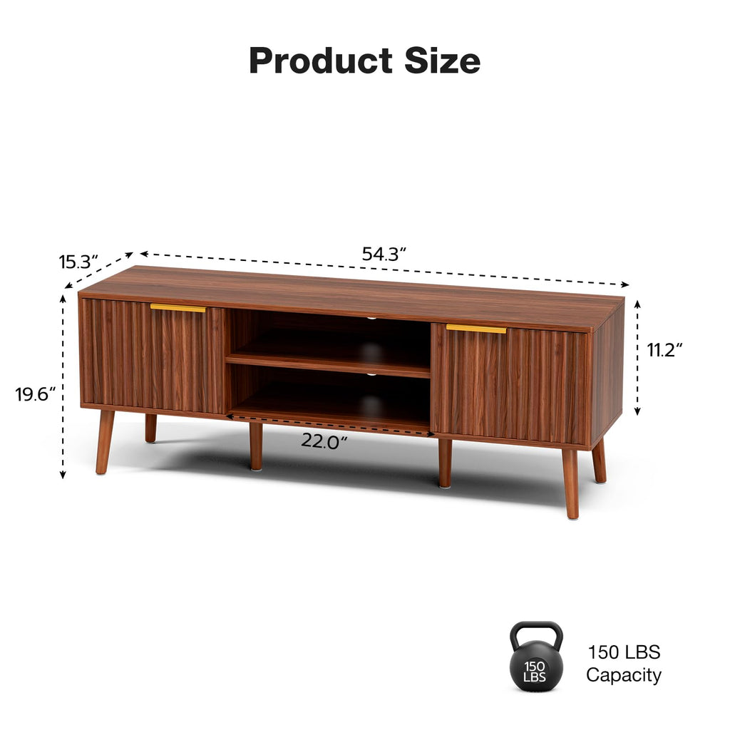 Walnut TV Stand with Fluted Doors J7750