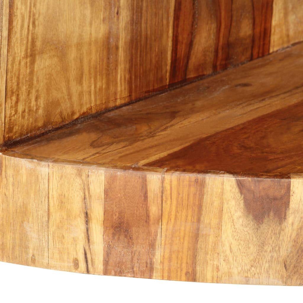 25.6"x11.8" Solid Sheesham Wood Round Coffee Table with Storage H553229