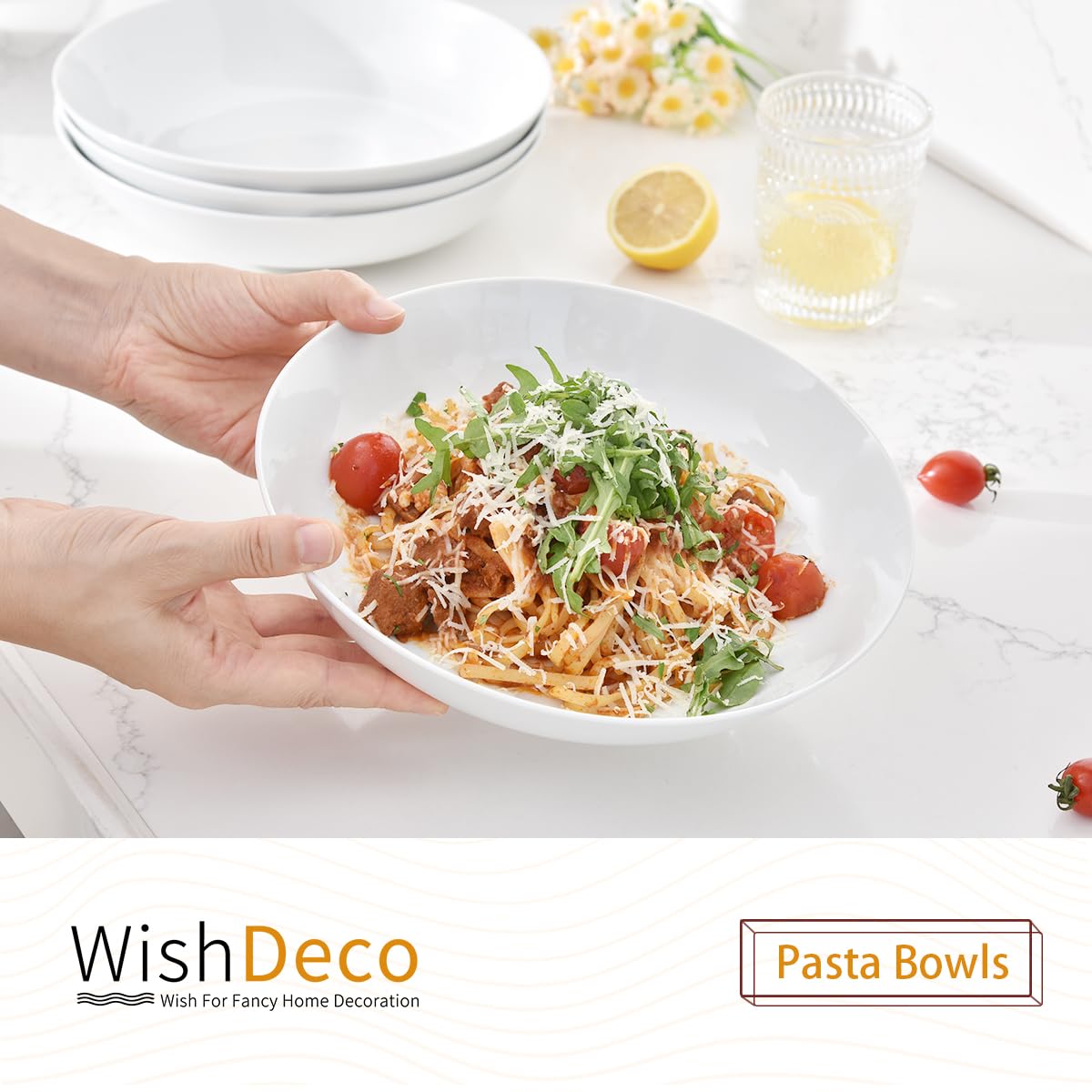 Pasta Bowls Set of 4 Porcelain 9 Inch L19799