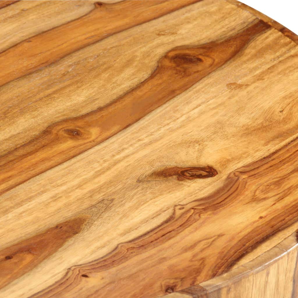25.6"x11.8" Solid Sheesham Wood Round Coffee Table with Storage H553229