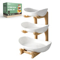 3 Tier Ceramic Fruit Bowl with Bamboo Stand R9760