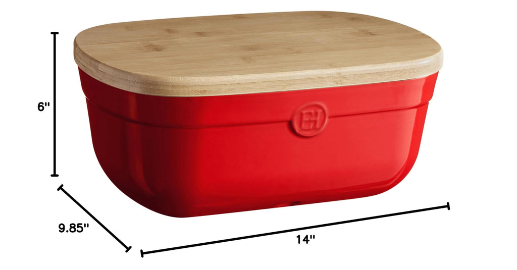 Ceramic Bread Box 14"x 9.85"x 6" Burgundy L12939