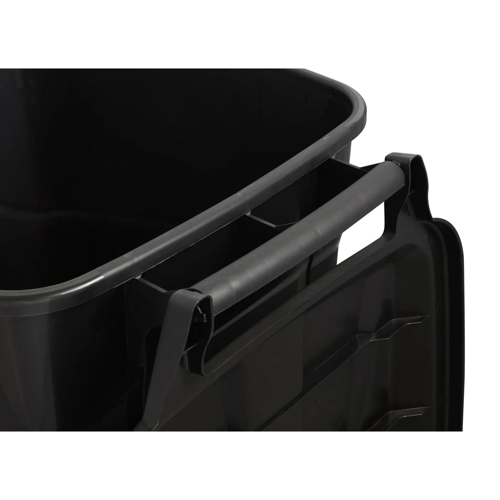 Black 45 Gallon Wheeled Plastic Garbage Can with Lid V6385