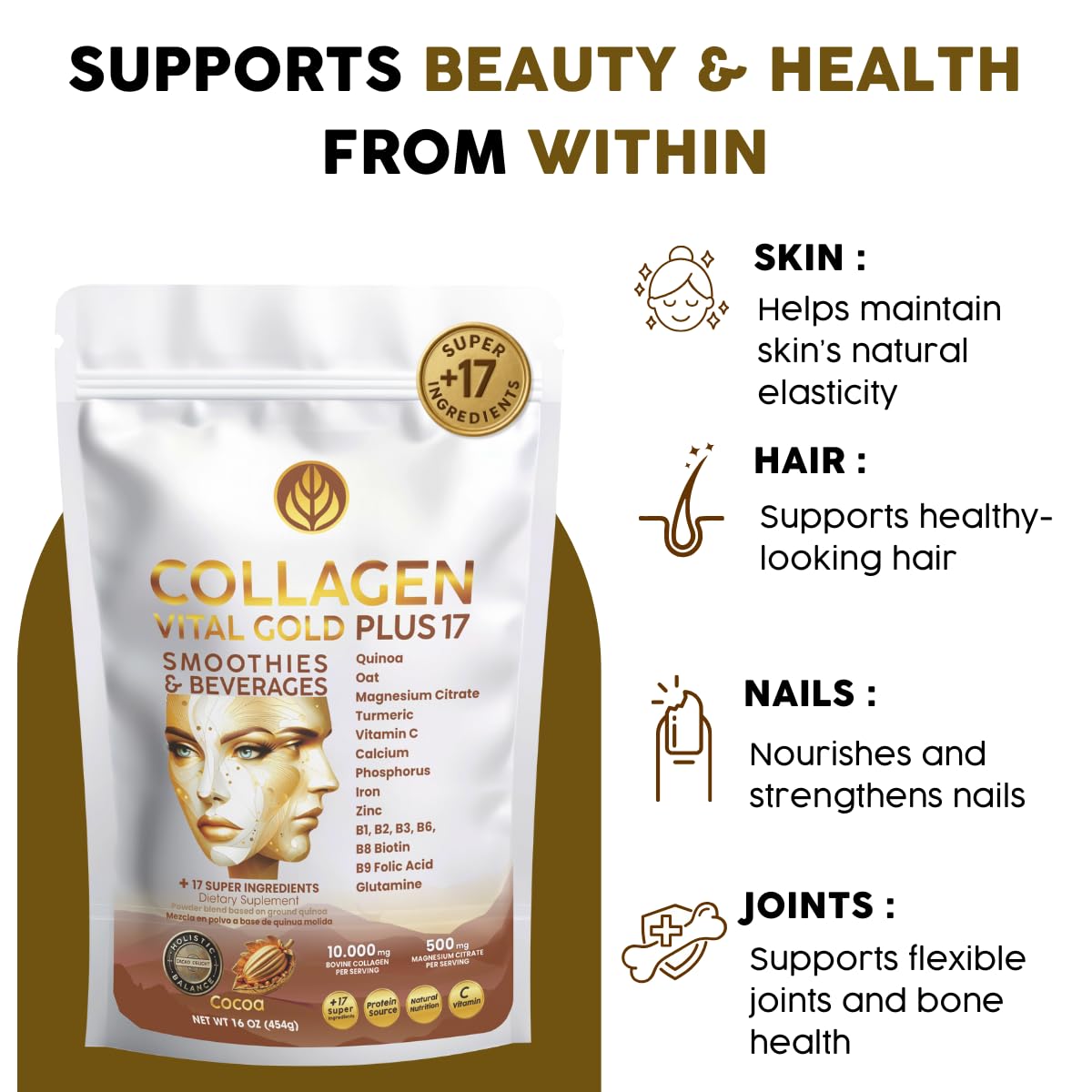 Collagen Peptides Powder Cocoa Flavor 16 oz A203245
