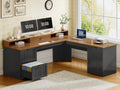 63" L Shaped Desk with Drawers and Storage Cabinet A852
