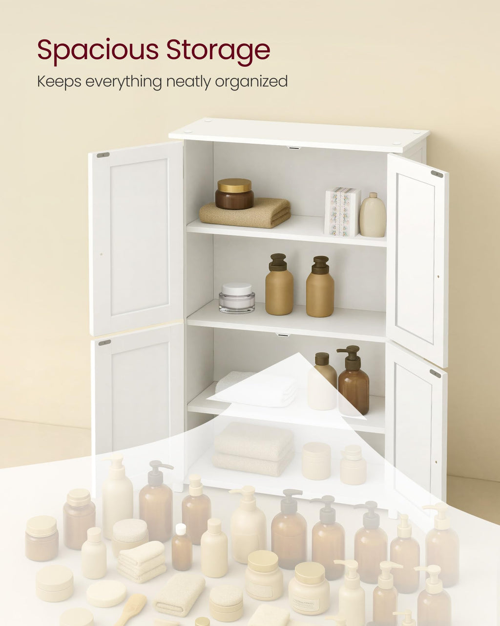 Floor Storage Cabinet with 2 Adjustable Shelves and 4 Doors R1643