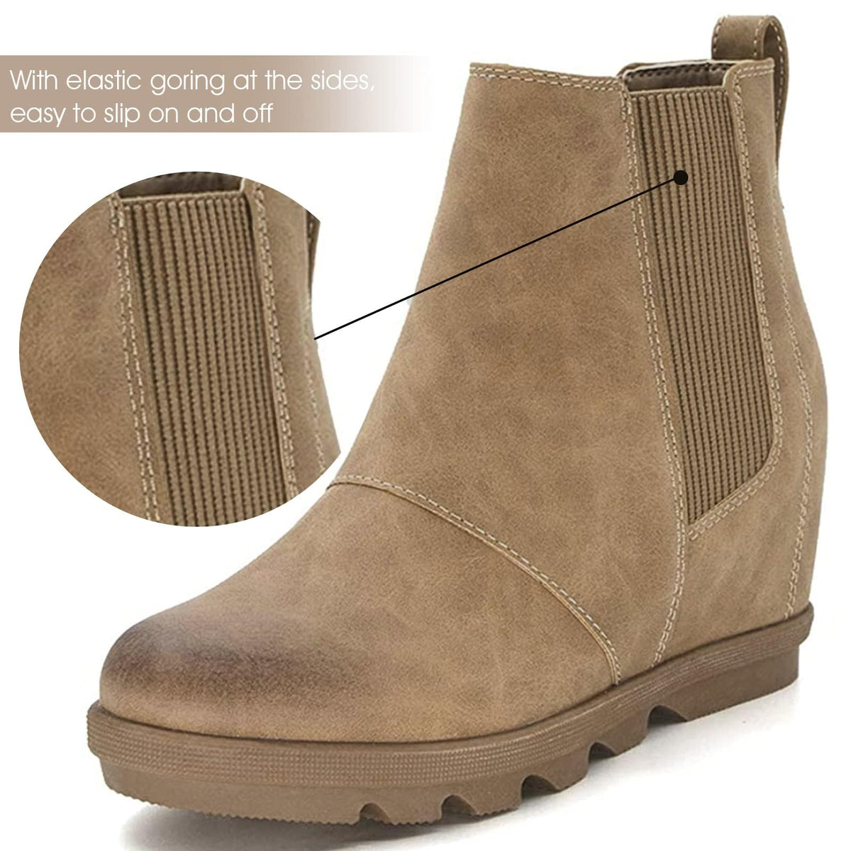 Women's Hidden Heel Chelsea Ankle Wedge Boots E147840