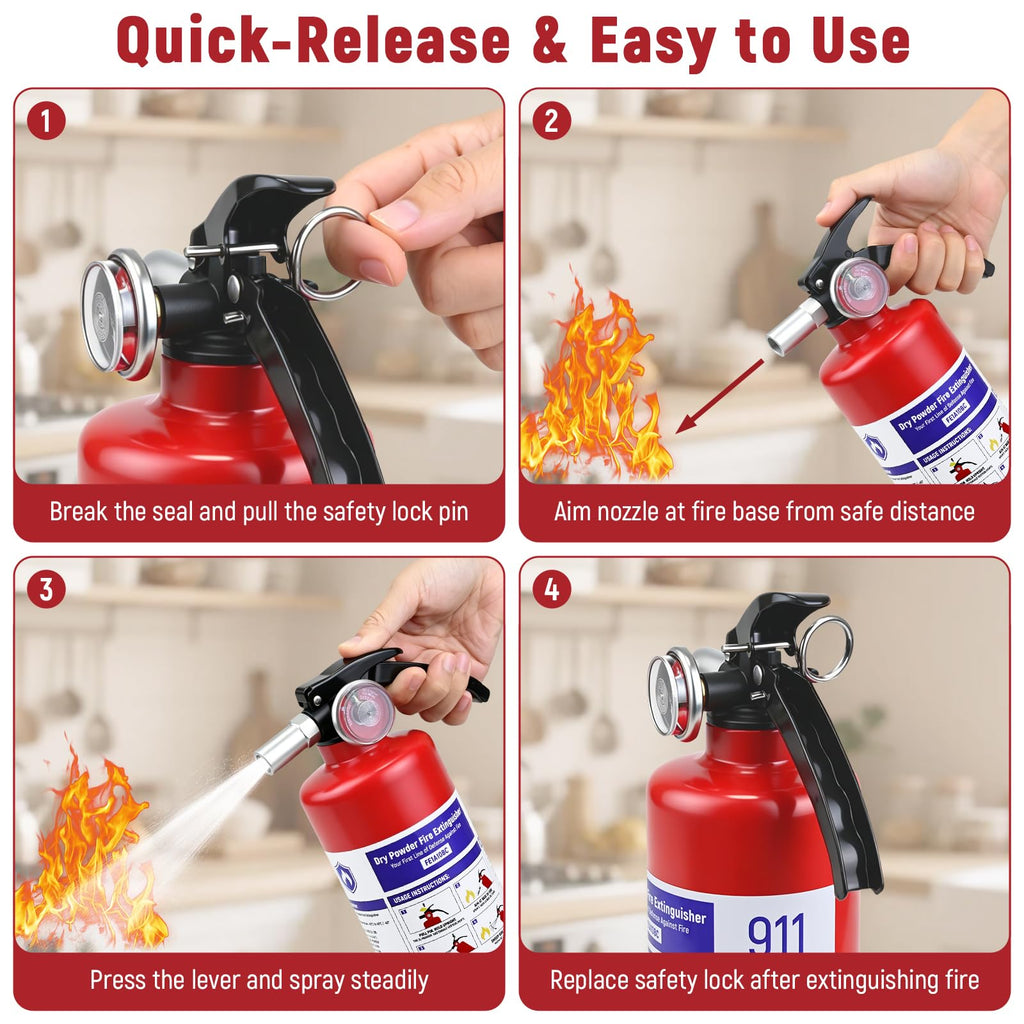 2 Pack 2.5LB ABC Dry Powder Fire Extinguisher O8462