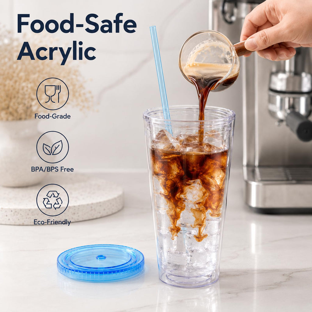 32oz Clear Tumblers with Lids and Straws C34819