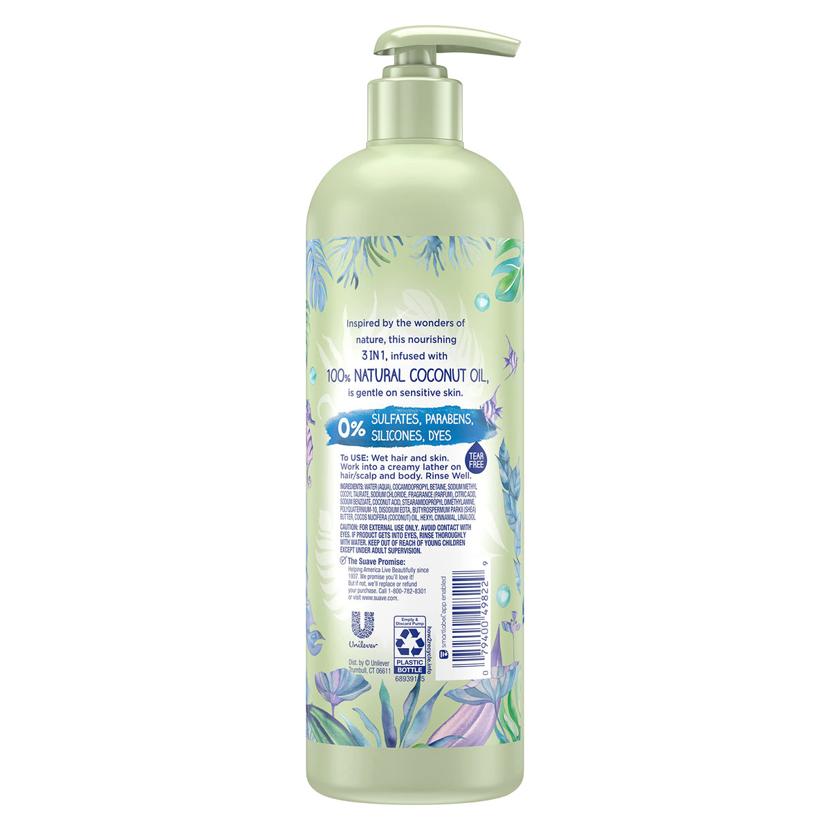 3 in 1 Shampoo Conditioner Body Wash with Coconut Oil 16.5 oz G845700