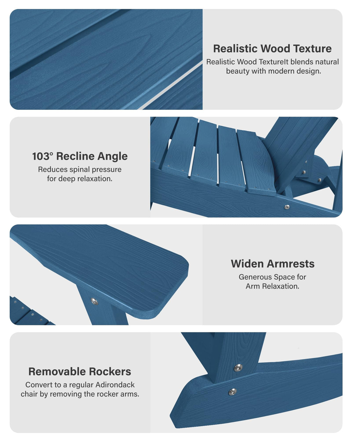 Navy Blue All-Weather Resistant Adirondack Rocking Chair Set of 2 Z530778