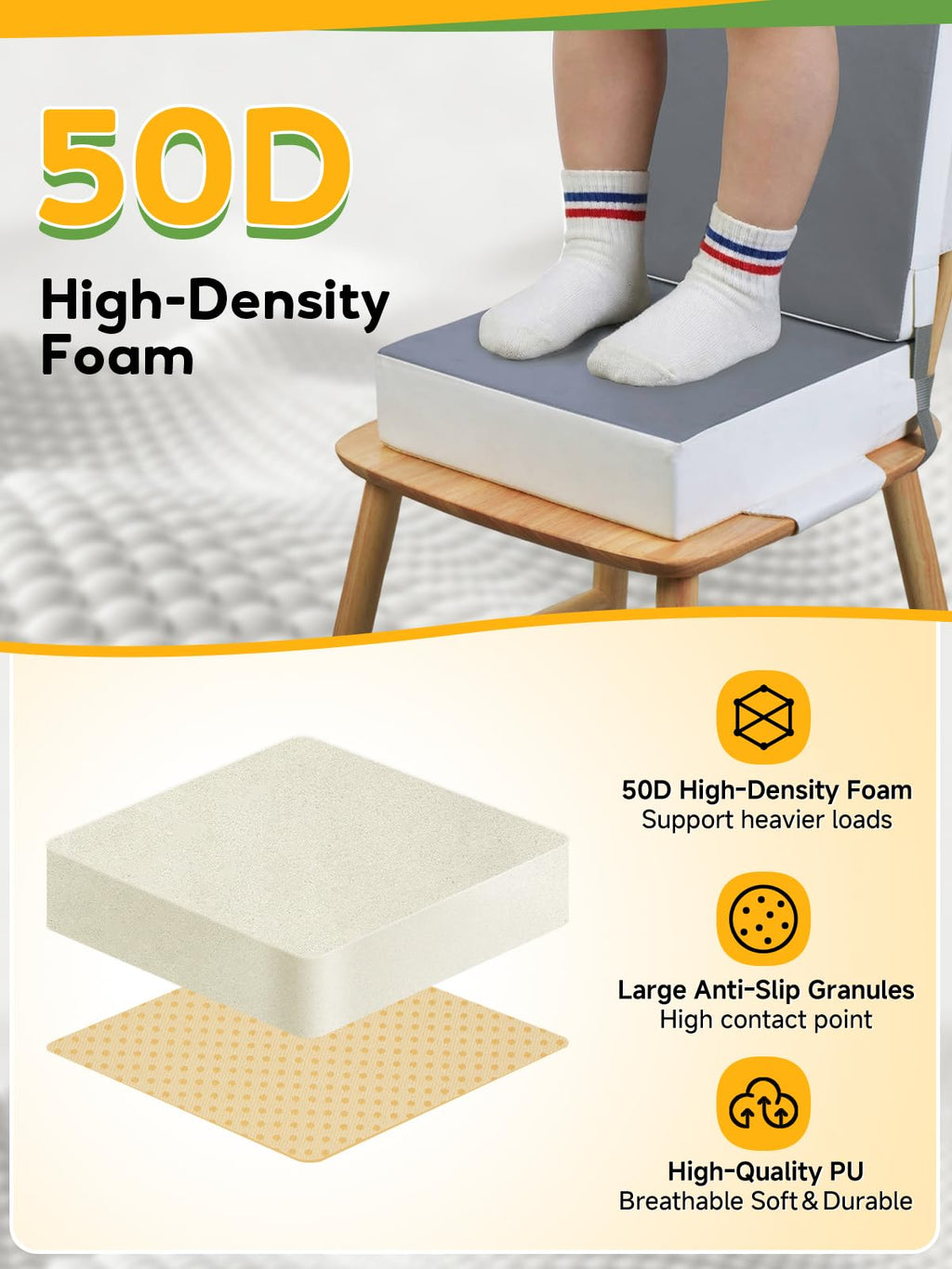 Grey Toddler Booster Seat for Kitchen Chair H52578