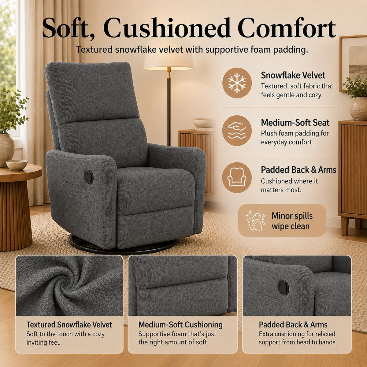 Swivel Rocker Recliner Chair W7784