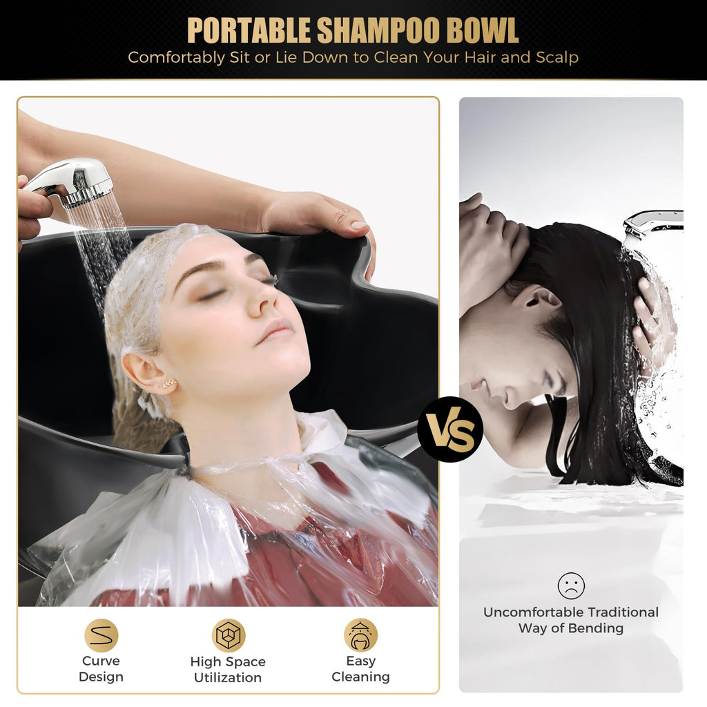 Electric Portable Shampoo Bowl, Black T5030