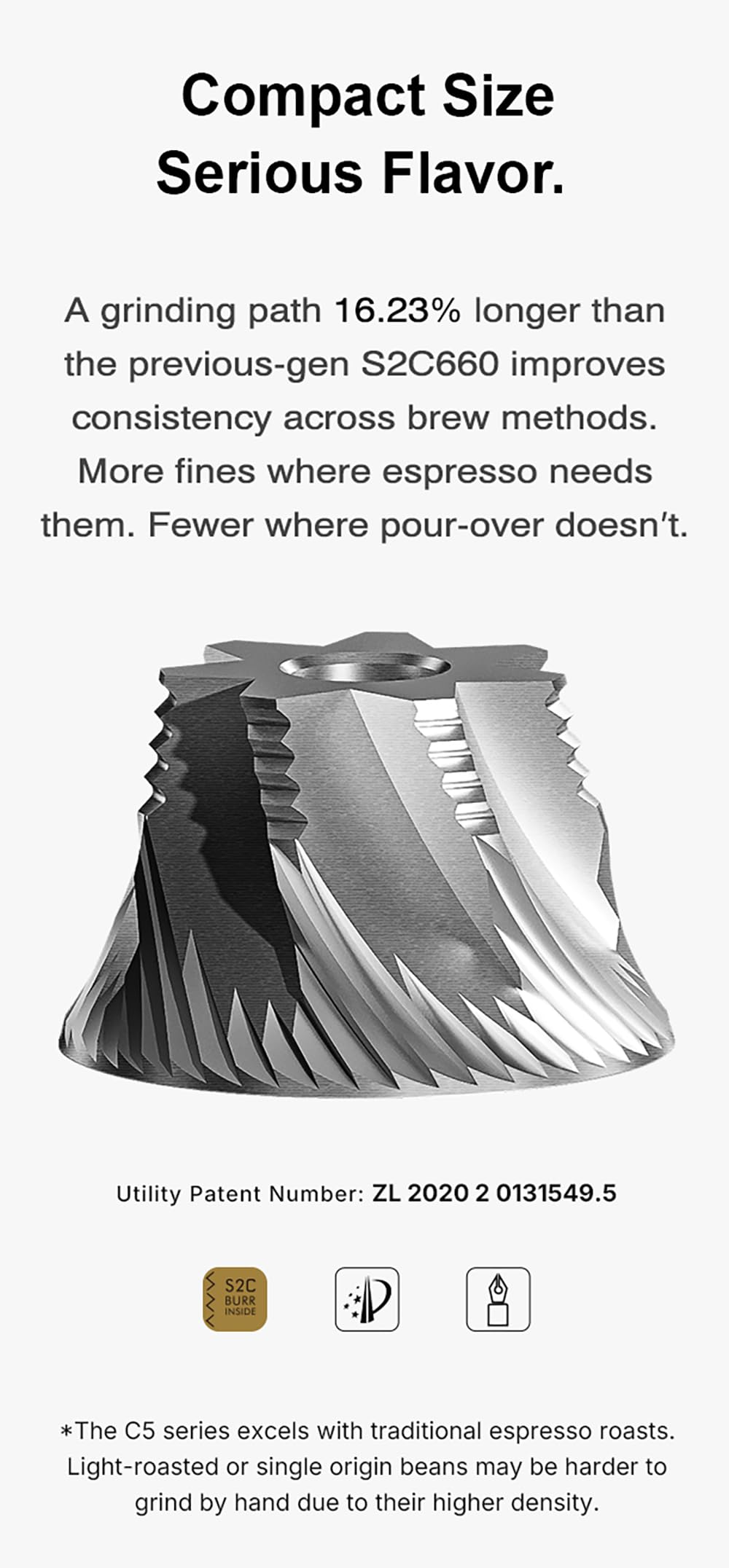 Manual Coffee Grinder 30g CNC Stainless Steel Conical Burr Matte Black X1919