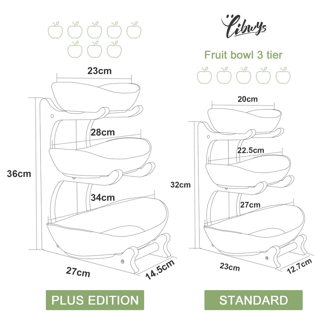 3 Tier Ceramic Fruit Bowl with Bamboo Stand R9760