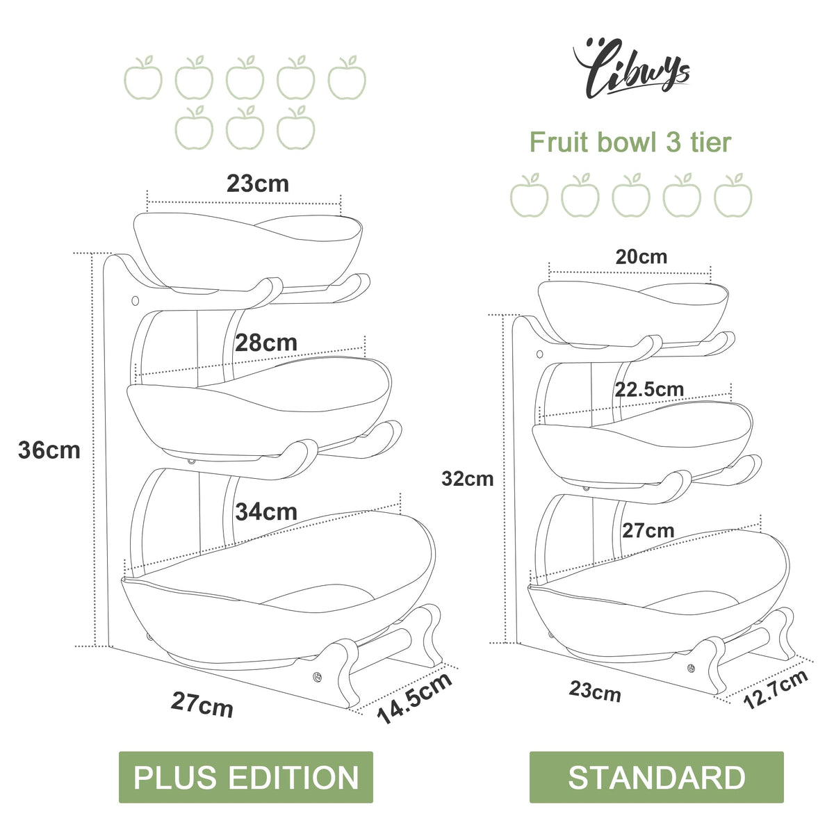 3 Tier Ceramic Fruit Bowl with Bamboo Stand R9760