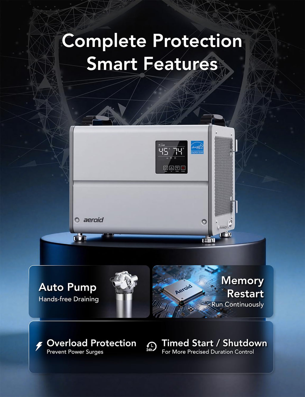 70 Pints Commercial Dehumidifier with Pump and Drain F26726