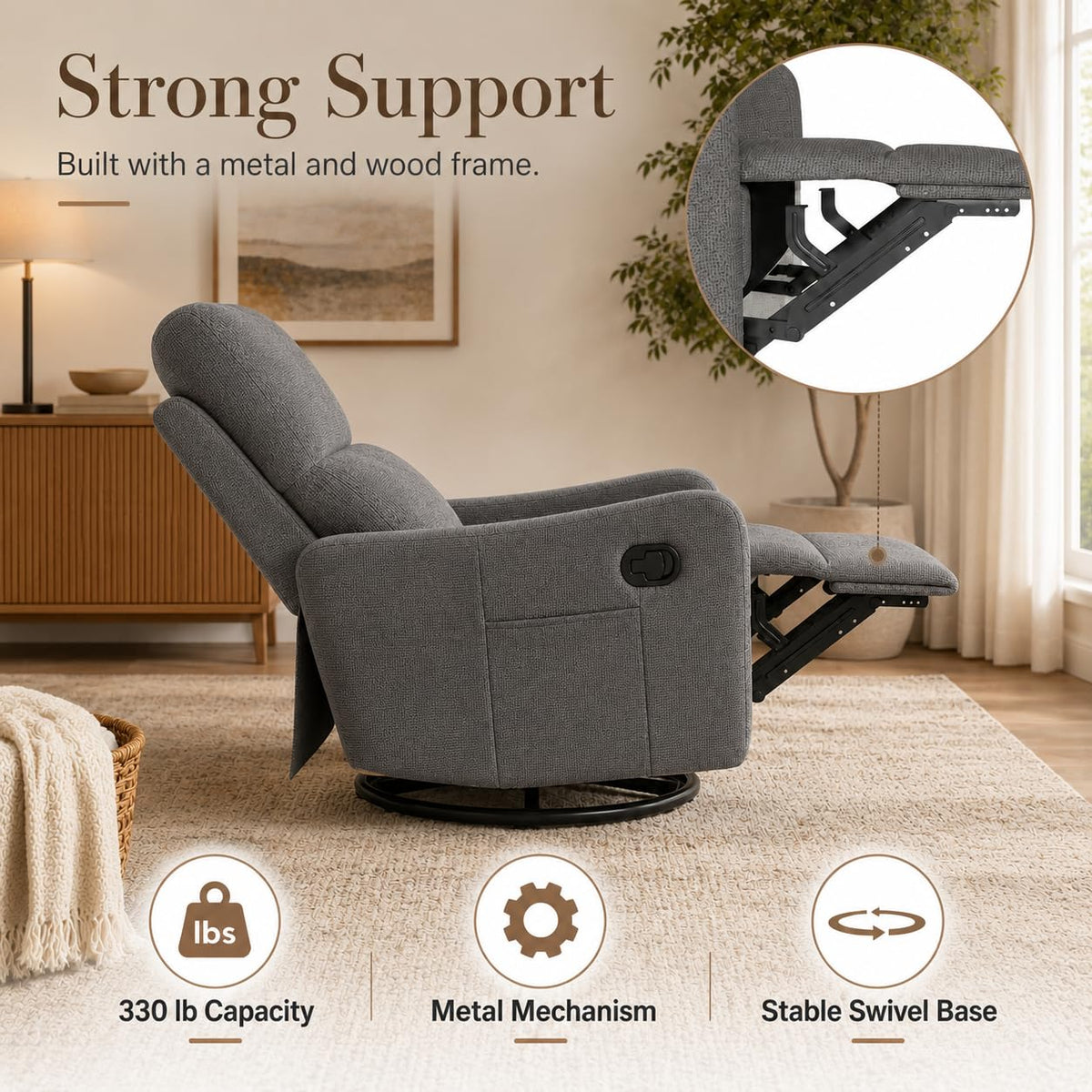 Swivel Rocker Recliner Chair W7784