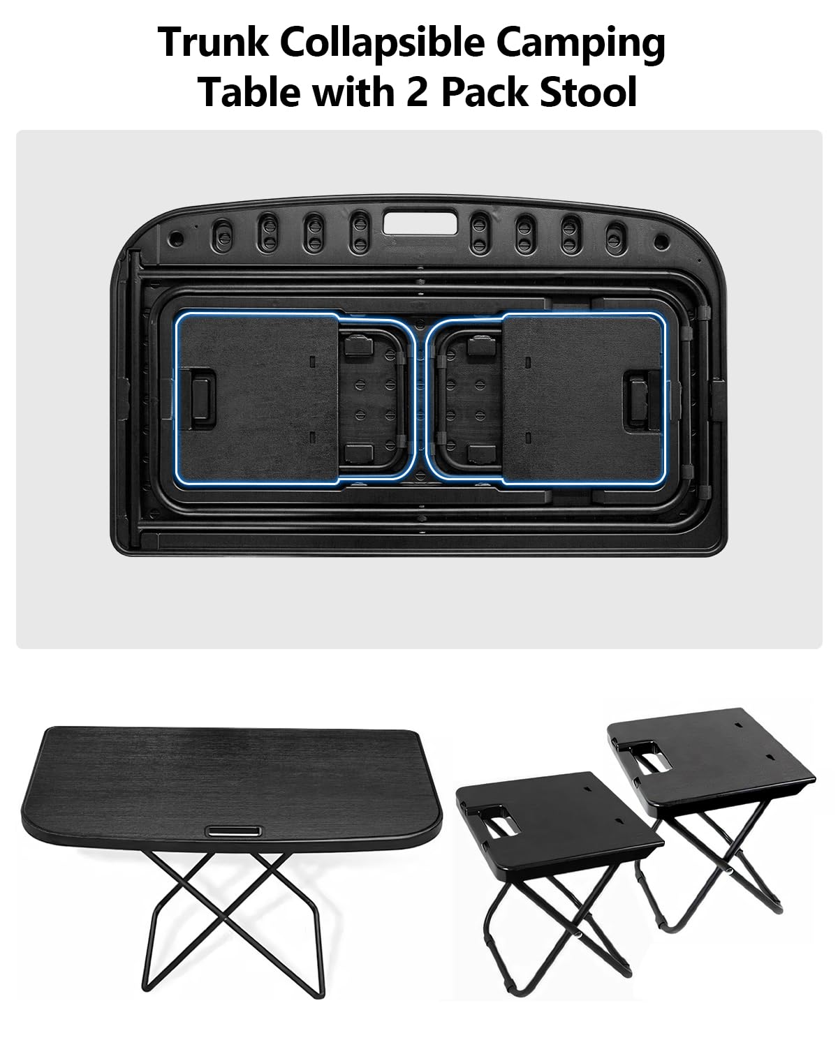 Portable Folding Camping Table with 2 Pack Chair A374